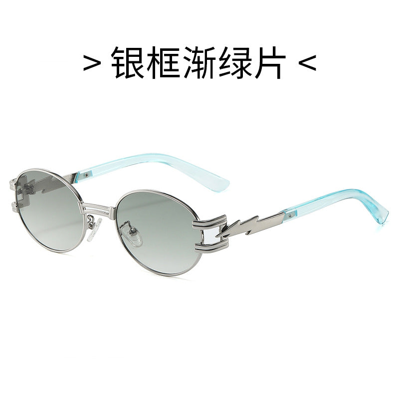 (6 PACK) Wholesale Sunglasses Square New Arrival Trendy Unique Punk Oval Fashion Women 2024 - BulkSunglassesWholesale.com - Silver Frame Gradient Lens