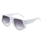 (6 PACK) Wholesale Sunglasses New Arrival Wide Fashion Oversized Trendy 2025 - BulkSunglassesWholesale.com - White Frame Gradient Black Lens