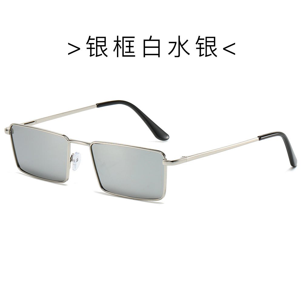 (6 PACK) Wholesale Sunglasses Metal Square Small Women Fashion Vintage Unique Street Trendy 2024 - BulkSunglassesWholesale.com - Silver Frame Mirrored Lens