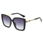 (6 PACK) Wholesale Sunglasses New Arrival Fashion Oversized Cat Eye Unique Metal 2025 - BulkSunglassesWholesale.com - Black Frame Gradient Black Lens