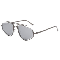 (6 PACK) Wholesale Sunglasses New Arrival Fashion Double Bridge Outdoor Square 2024 - BulkSunglassesWholesale.com - Gunmetal Frame Mirrored Lens