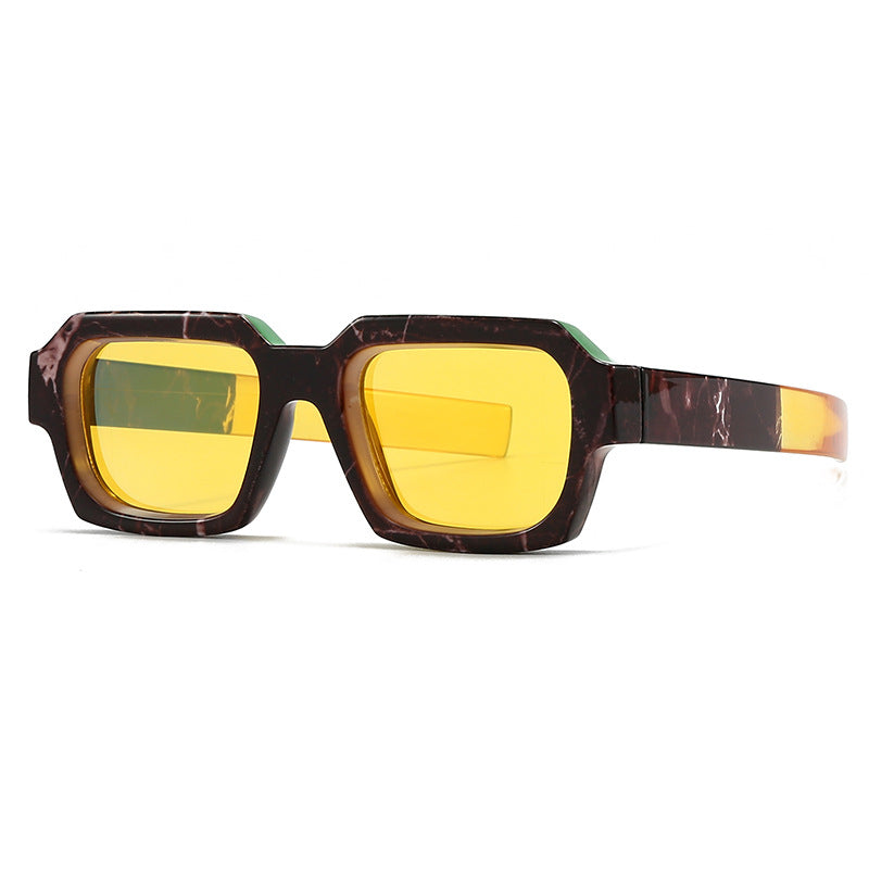 (6 PACK) Wholesale Sunglasses Small Trendy Street Vintage 2024 - BulkSunglassesWholesale.com - Black Yellow Lens