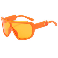 (6 PACK) Wholesale Sunglasses New Arrival Cycling Sport One Piece Outdoor Cycling Windproof Sport 2024 - BulkSunglassesWholesale.com - Orange Frame Orange Lens