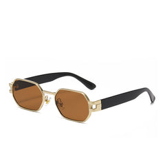 (6 PACK) Wholesale Sunglasses New Arrival Unique Square Hip Hop Trendy 2024 - BulkSunglassesWholesale.com - Gold Frame Tea