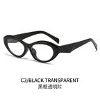 (6 PACK) Wholesale Sunglasses Fashion New Arrival Oval Small Unique Trendy 2024 - BulkSunglassesWholesale.com - Black Frame Transparent Lens