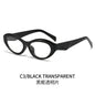 (6 PACK) Wholesale Sunglasses Fashion New Arrival Oval Small Unique Trendy 2024 - BulkSunglassesWholesale.com - Black Frame Transparent Lens