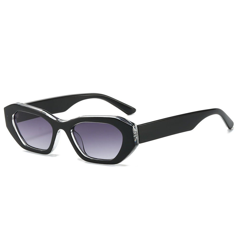 (6 PACK) Wholesale Sunglasses Fashion Unique Small Trendy Unique Hip Hop 2024 - BulkSunglassesWholesale.com - Black Frame Gradient Black Lens