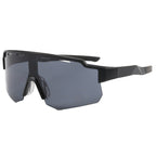 (12 PACK) Wholesale Sports Sunglasses Outdoor Sport Cycling New Arrival Oversized One Piece 2024 - BulkSunglassesWholesale.com - Black Frame Black Lens