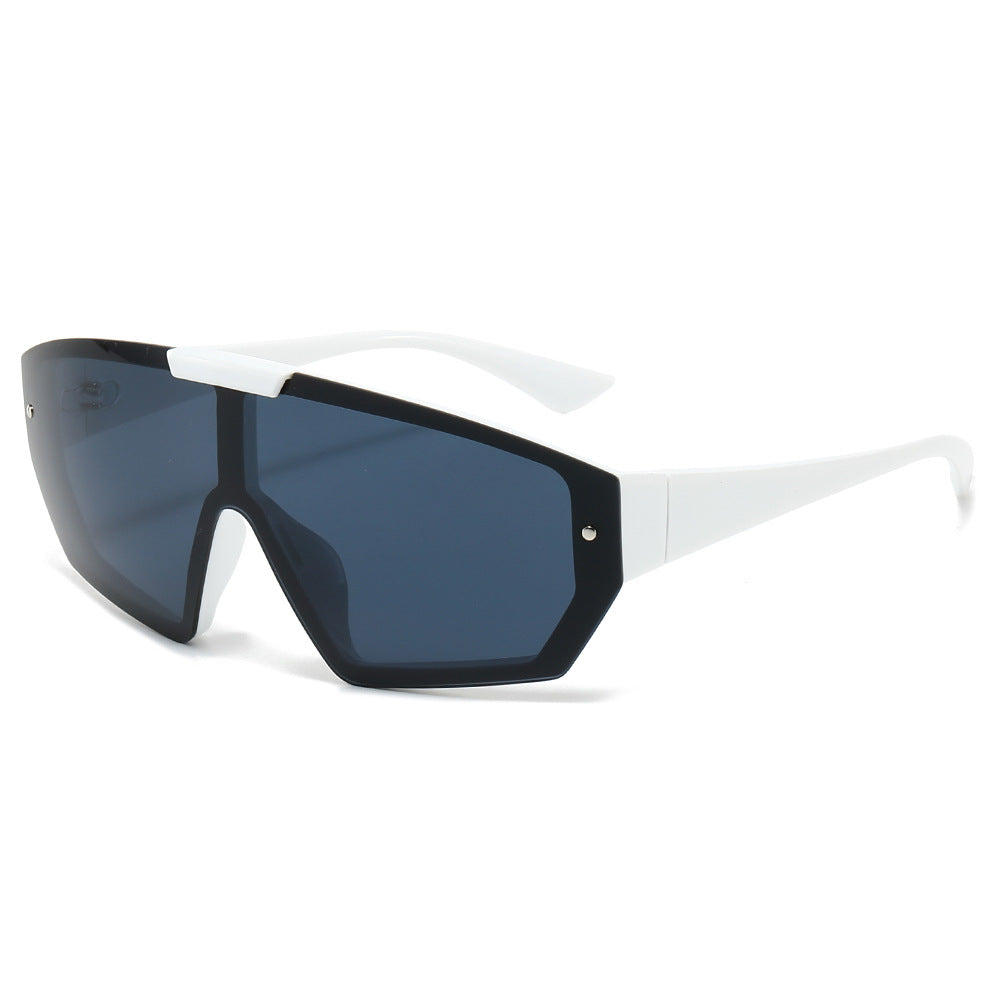 (6 PACK) Wholesale Sunglasses New Arrival Fashion One Piece Oversized Unisex Trendy Outdoor Cycling Sport 2024 - BulkSunglassesWholesale.com - White Frame Black Lens