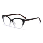 (6 PACK) Wholesale Eyeglasses Frames Classic Vintage Cat Eye TR Women Korean Star Wood Grain Antiblue Light 2025 - BulkSunglassesWholesale.com - Black White Frame
