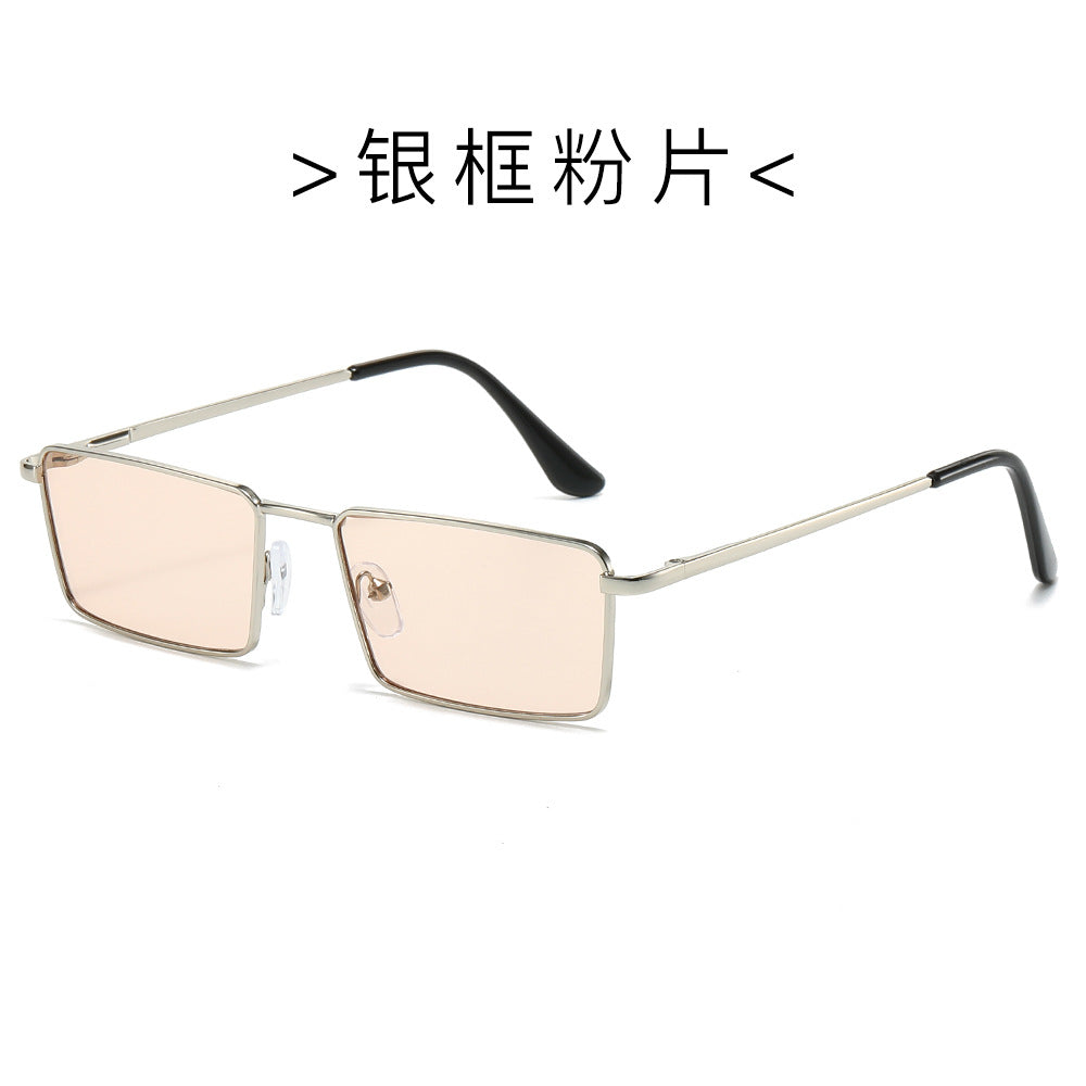 (6 PACK) Wholesale Sunglasses Metal Square Small Women Fashion Vintage Unique Street Trendy 2024 - BulkSunglassesWholesale.com - Silver Frame Pink Lens