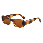 (6 PACK) Wholesale Sunglasses New Arrival Rivet Square Fashion Trendy Vintage 2025 - BulkSunglassesWholesale.com - Leopard Print Frame Tea Lens