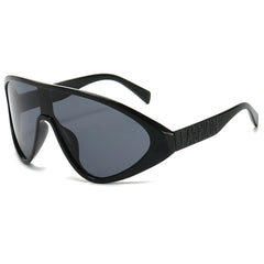 (6 PACK) Wholesale Sunglasses Aviator New Arrival Oversized One Piece Outdoor Windproof Street 2024 - BulkSunglassesWholesale.com - Shiny Black Frame Black Lens