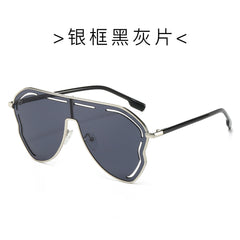 (6 PACK) Wholesale Sunglasses New Arrival Women Unique Women 2024 - BulkSunglassesWholesale.com - Silver Frame Black Black Lens