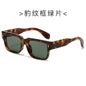 (6 PACK) Wholesale Sunglasses New Arrival Square Street Small Unique 2024 - BulkSunglassesWholesale.com - Leopard Print Frame Green Lens