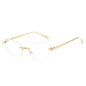 (6 PACK) Wholesale Sunglasses Fashion Cat Eye Cut Edge Trendy New Arrival Rimless Triangle 2024 - BulkSunglassesWholesale.com - Gold Frame Clear Lens