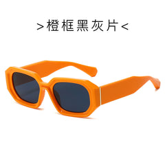 (6 PACK) Wholesale Sunglasses New Arrival Korean Fashion Small Women Cut Edge Square Hip Hop Street 2024 - BulkSunglassesWholesale.com - Orange Frame Black Black Lens