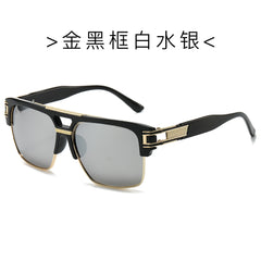 (6 PACK) Wholesale Sunglasses Metal Square Trendy Women 2024 - BulkSunglassesWholesale.com - Gold Black Frame Mirrored Lens