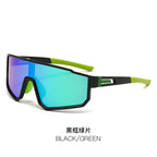 (12 PACK) Wholesale Sports Sunglasses New Arrival Fashion Sport Polarized Women Outdoor Cycling One Piece 2024 - BulkSunglassesWholesale.com - Black Frame Green Lens