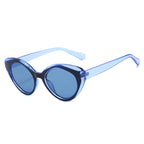 (6 PACK) Wholesale Sunglasses Vintage Cat Eye Women Trendy Square Round 2025 - BulkSunglassesWholesale.com - Blue Frame Blue Lens