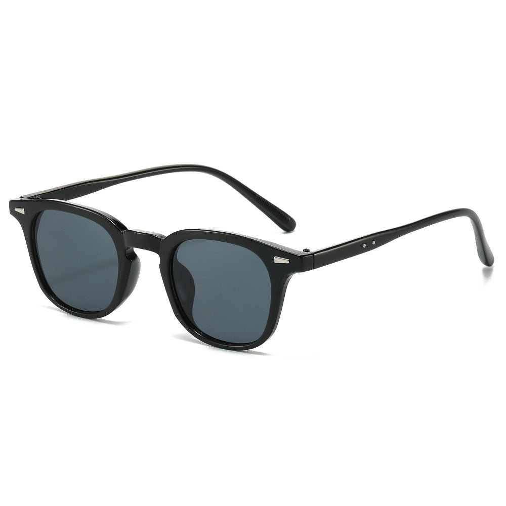 (6 PACK) Wholesale Sunglasses New Arrival Square Fashion Square Rivet 2024 - BulkSunglassesWholesale.com - Black Frame Black Lens