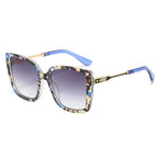 (6 PACK) Wholesale Sunglasses New Arrival Fashion Oversized Cat Eye Unique Metal 2025 - BulkSunglassesWholesale.com - Blue Frame Gradient Black Lens