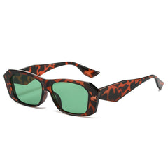 (6 PACK) Wholesale Sunglasses New Arrival Polygon Unique Square Unisex 2024 - BulkSunglassesWholesale.com - Leopard Print Frame Green