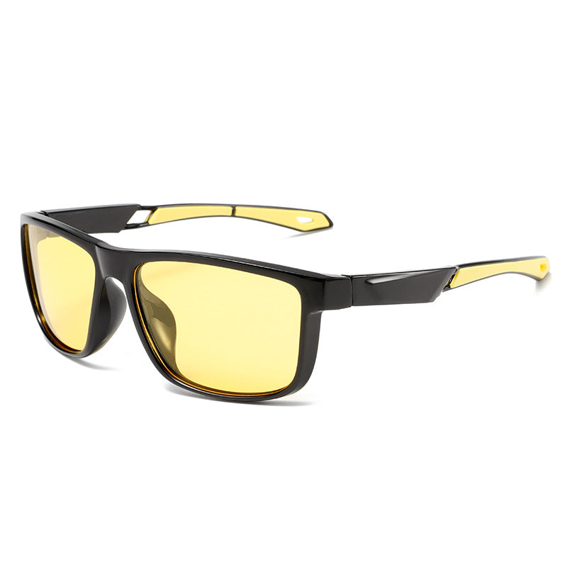 (6 PACK) Wholesale Sunglasses New Arrival Outdoor Polarized Men Sport Square Cycling 2024 - BulkSunglassesWholesale.com - Black Frame Yellow Lens