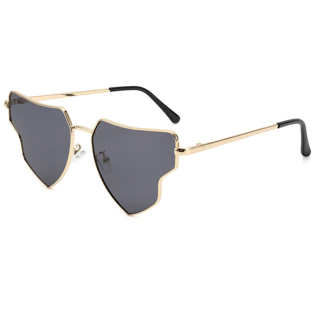 (6 PACK) Wholesale Sunglasses New Arrival Metal Fashion Heart Women Unique Hip Hop Fashion Street 2024 - BulkSunglassesWholesale.com - Gold Frame Black Lens Hover Image