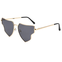 (6 PACK) Wholesale Sunglasses New Arrival Metal Fashion Heart Women Unique Hip Hop Fashion Street 2024 - BulkSunglassesWholesale.com - Gold Frame Black Lens