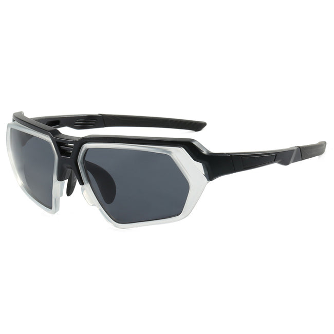 (12 PACK) Wholesale Sports Sunglasses Unique Cycling Outdoor Fashion 2024 - BulkSunglassesWholesale.com - Black Frame Black Lens Hover Image