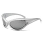 (12 PACK) Wholesale Sports Sunglasses Trendy New Arrival Cycling Fashion Vintage Sport Oversized Cat Eye 2024 - BulkSunglassesWholesale.com - Silver Frame Mirrored Lens