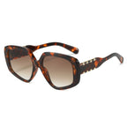 (6 PACK) Wholesale Sunglasses New Arrival Oversized Fashion Polygon Unique 2025 - BulkSunglassesWholesale.com - Leopard Print Frame Gradient Tea Lens