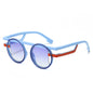 (6 PACK) Wholesale Sunglasses New Arrival Round Unique Funny Fashion 2025 - BulkSunglassesWholesale.com - Blue Frame Blue Lens