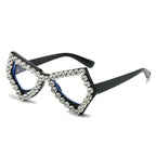 (6 PACK) Wholesale Sunglasses Women Fashion Oversized Rhinestone Butterfly Unique 2024 - BulkSunglassesWholesale.com - Black Frame White