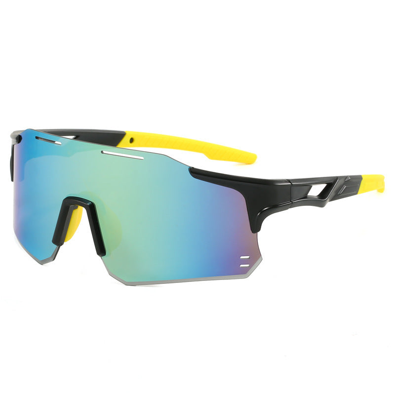 (12 PACK) Wholesale Sports Sunglasses New Arrival Outdoor Cycling Windproof Unisex Sport 2024 - BulkSunglassesWholesale.com - Black Frame Gold Mirrored