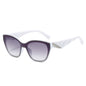 (6 PACK) Wholesale Sunglasses New Arrival Cat Eye Unique One Piece One Piece Fashion Women 2025 - BulkSunglassesWholesale.com - White Frame Gradient Black Lens