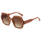 (6 PACK) Wholesale Sunglasses New Arrival Square Unique Fashion Street 2024 - BulkSunglassesWholesale.com - Tea Frame Gradient Tea Lens