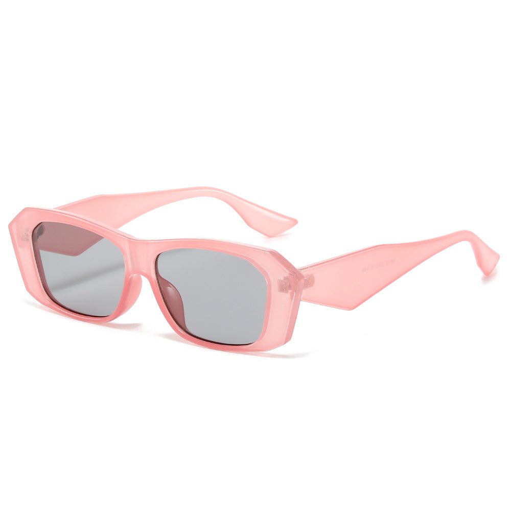(6 PACK) Wholesale Sunglasses New Arrival Polygon Unique Square Unisex 2024 - BulkSunglassesWholesale.com - Clear Pink Frame Black Lens