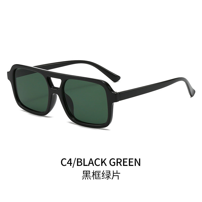(6 PACK) Wholesale Sunglasses Double Bridge Women Fashion Trendy Square Street Vintage 2024 - BulkSunglassesWholesale.com - Black Frame Lens