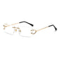 (6 PACK) Wholesale Sunglasses New Arrival Rimless Cut Edge Women Hip Hop 2024 - BulkSunglassesWholesale.com - Gold Frame White