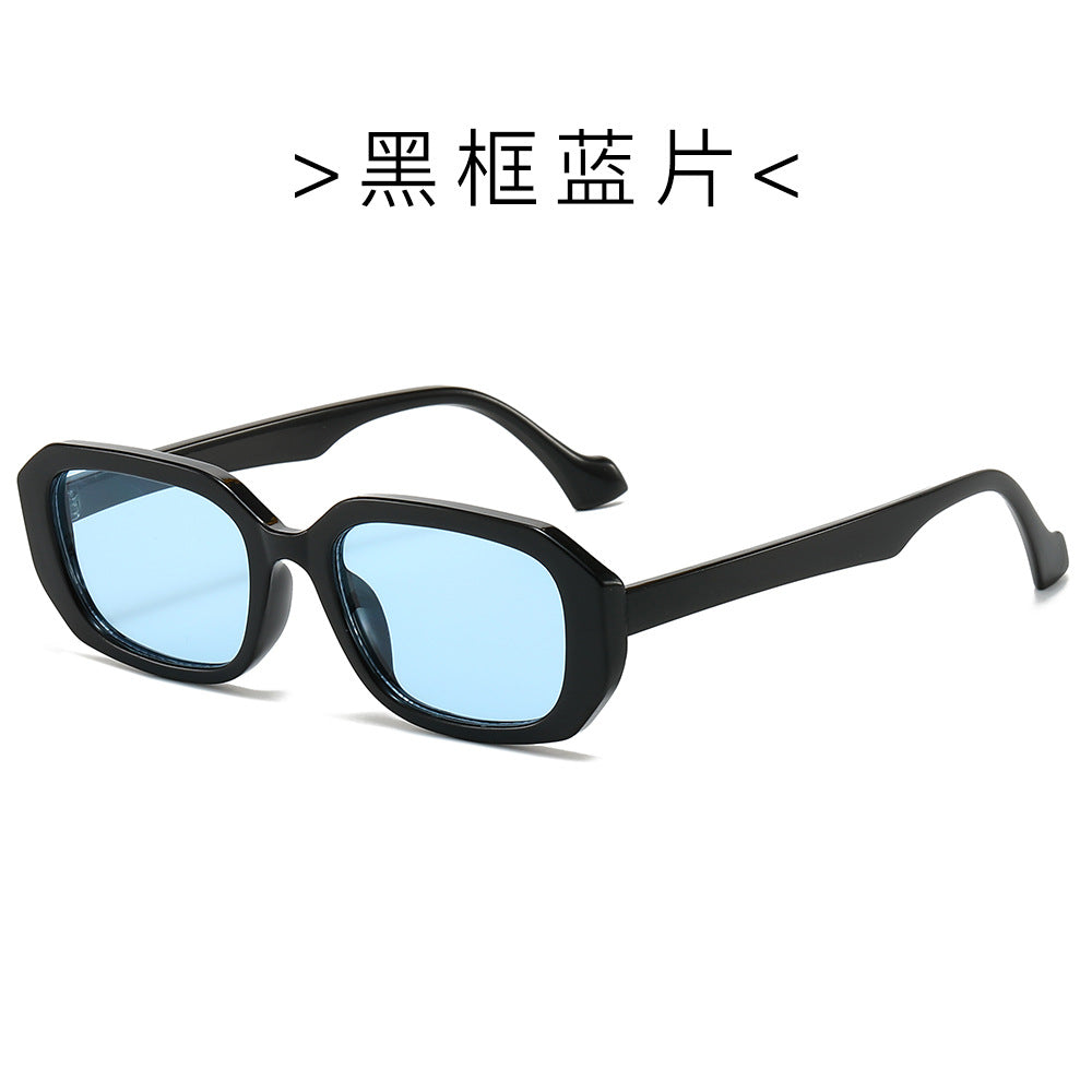 (6 PACK) Wholesale Sunglasses Fashion Oversized Trendy Street New Arrival Women 2024 - BulkSunglassesWholesale.com - Black Frame Blue Lens