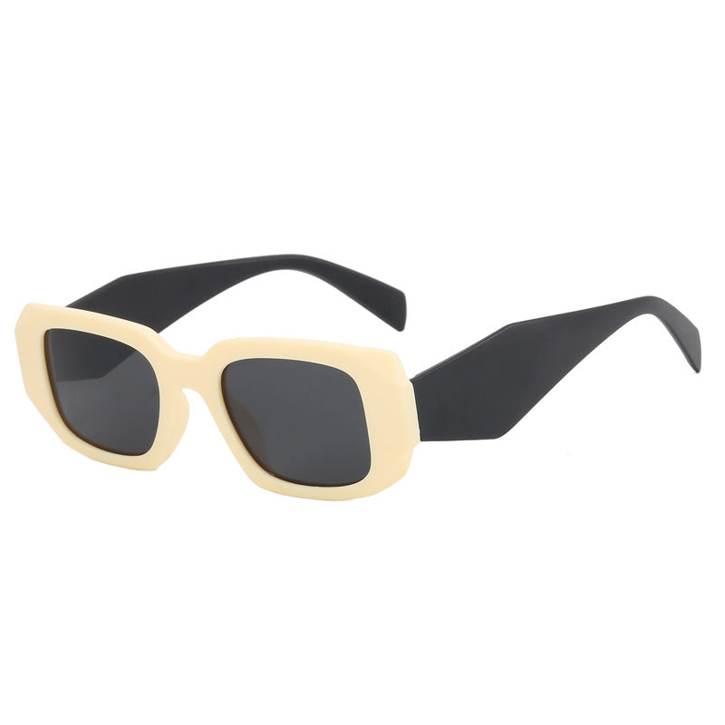 (12 PACK) Wholesale Sunglasses Korean Unique Hip Hop Fashion 2024 - BulkSunglassesWholesale.com - Matt Yellow Black Temple Black Lens