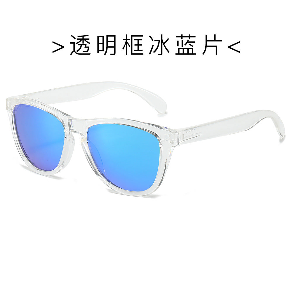 (6 PACK) Wholesale Sunglasses New Arrival Cat Eye Polarized Fashion Trendy Street Women Men 2024 - BulkSunglassesWholesale.com - Transparent Frame Blue Lens