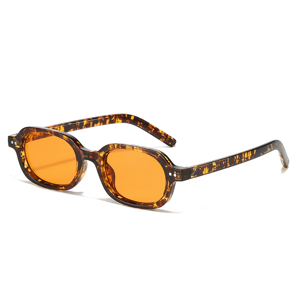 (6 PACK) Wholesale Sunglasses Small New Arrival Unisex Oval Small 2025 - BulkSunglassesWholesale.com - Leopard Print Frame Orange Lens