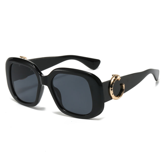 (6 PACK) Wholesale Sunglasses New Arrival Square Fashion Vintage Oversized Unique 2024 - BulkSunglassesWholesale.com - Shiny Black Frame Black Lens Hover Image