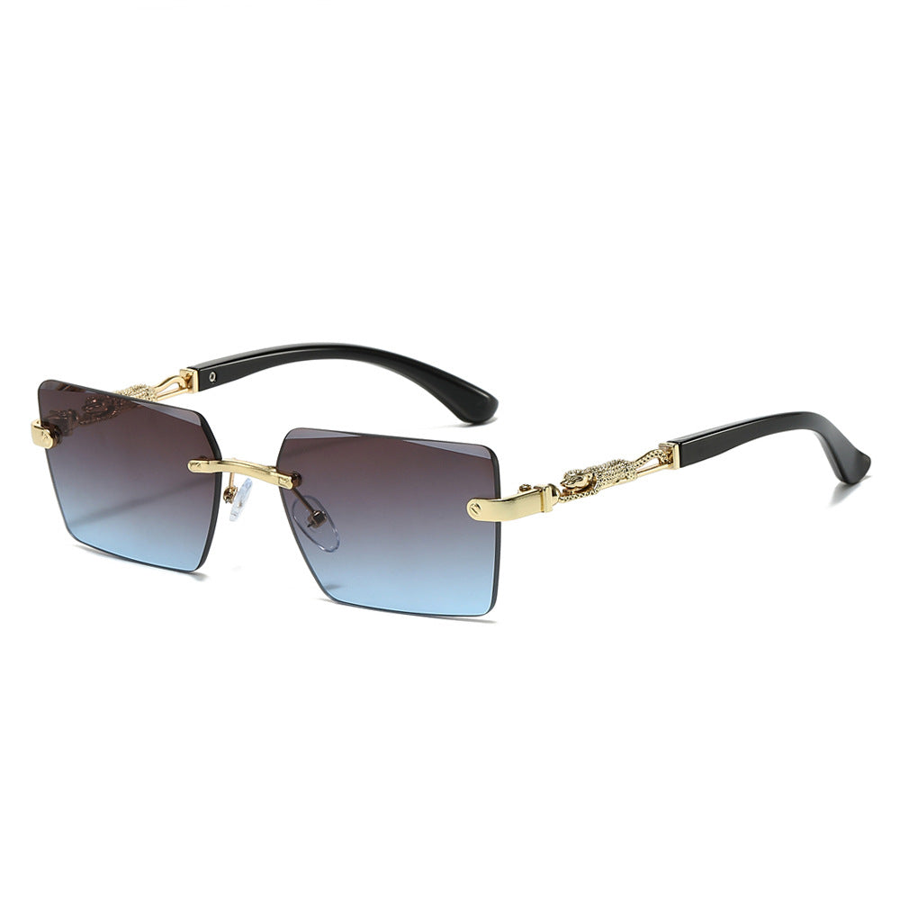 (6 PACK) Wholesale Sunglasses New Arrival Square Fashion Unique Unique Cut Edge 2024 - BulkSunglassesWholesale.com - Gold Frame Tea Blue Lens
