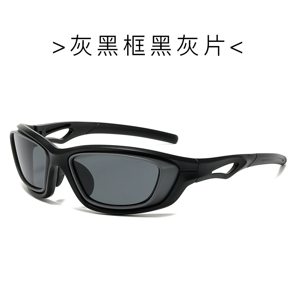 (6 PACK) Wholesale Sunglasses Outdoor New Arrival Unisex Outdoor Cycling Sport 2024 - BulkSunglassesWholesale.com - Grey Black Frame Black Black Lens