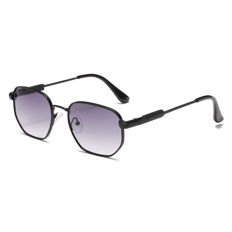(6 PACK) Wholesale Sunglasses Metal Vintage Trendy Street 2024 - BulkSunglassesWholesale.com - Black Frame Gradient Black