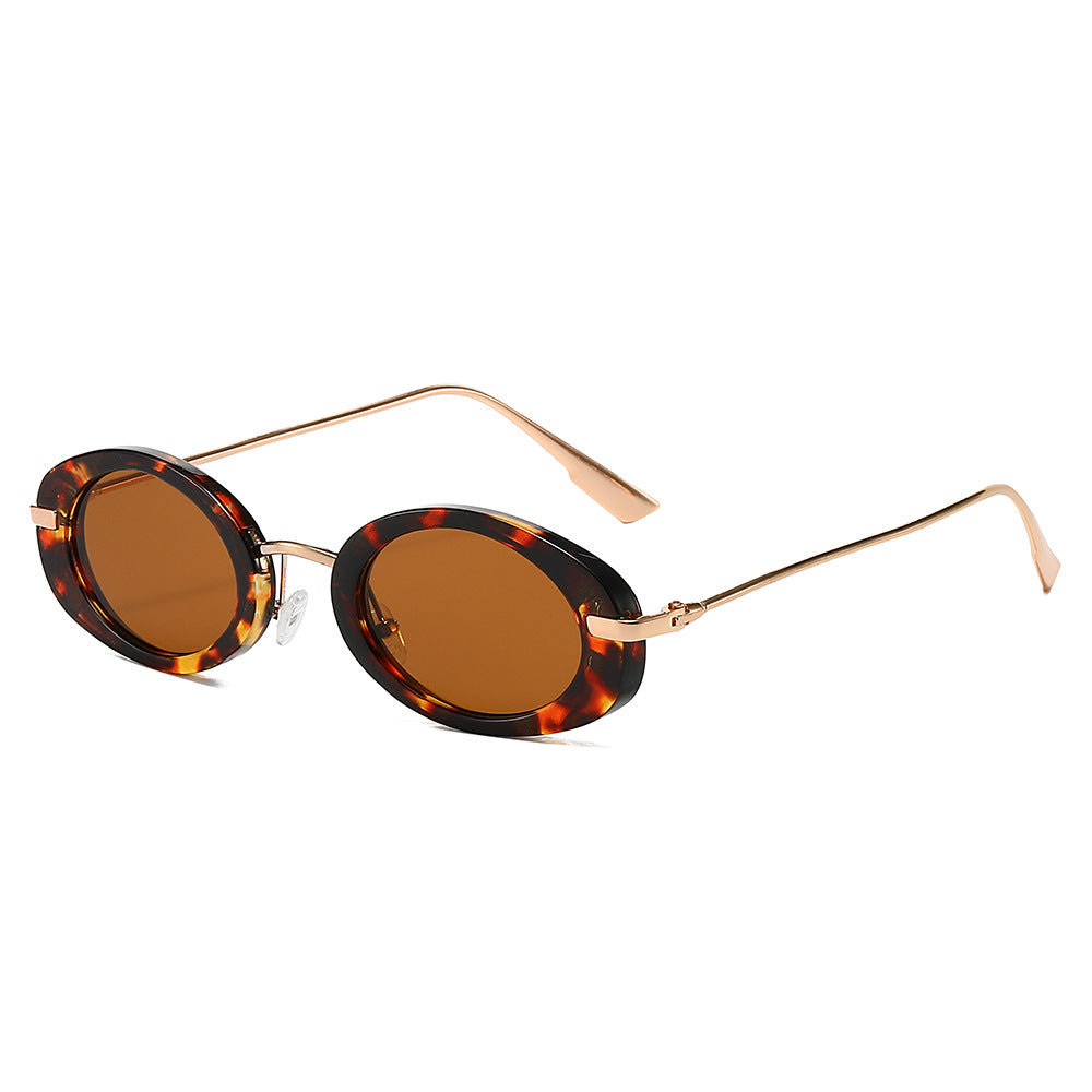 (6 PACK) Wholesale Sunglasses Small Oval Vintage Unique 2024 - BulkSunglassesWholesale.com - Leopard Print Frame Tea Lens